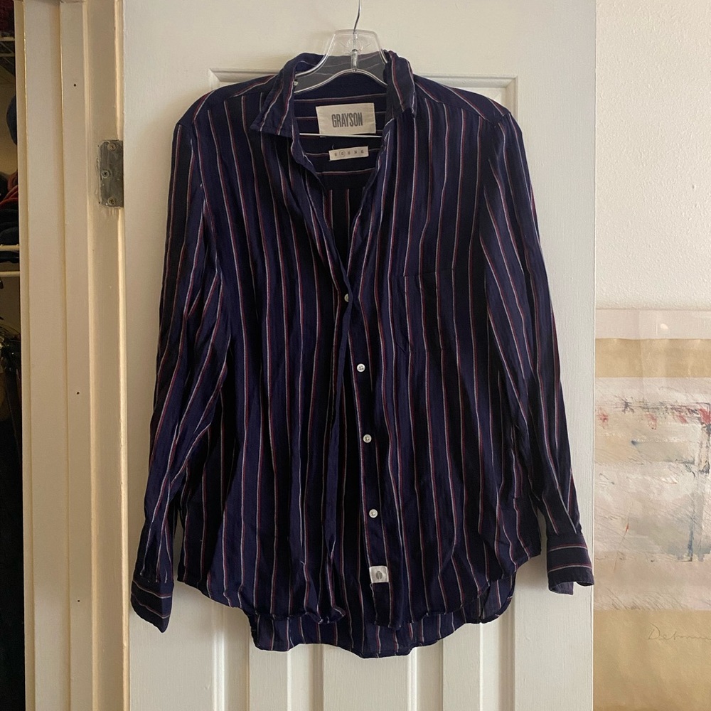 Navy Striped Anthropologie Button Up